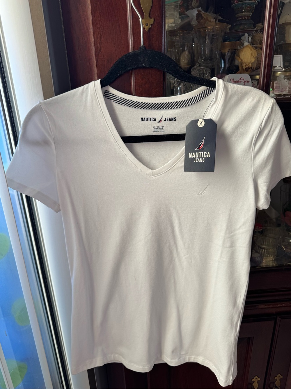 Nautica White V-Neck Short Sleeve Tee